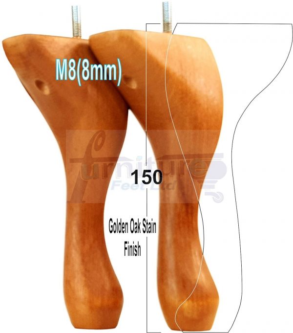 4 Queen Anne Wood Chair Legs 150mm High Replacement Furniture Feet Sofas M8(8mm) - Image 30