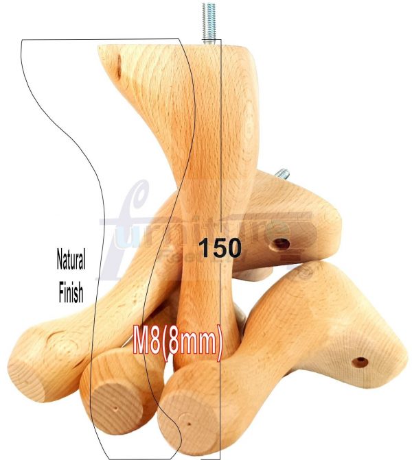 4 Queen Anne Wood Chair Legs 150mm High Replacement Furniture Feet Sofas M8(8mm) - Image 19