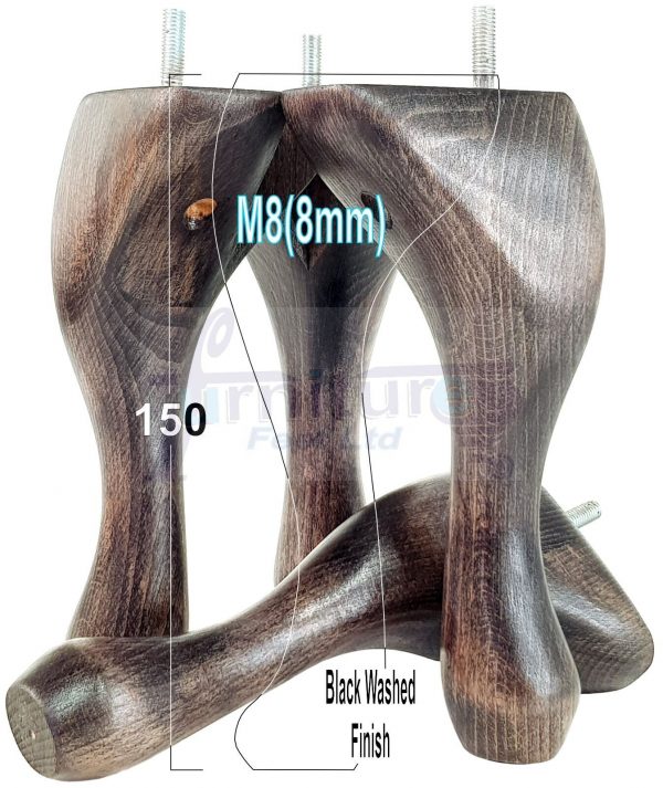 4 Queen Anne Wood Chair Legs 150mm High Replacement Furniture Feet Sofas M8(8mm) - Image 10