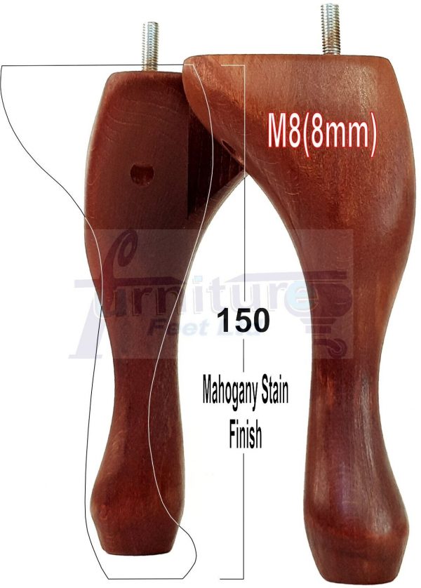 4 Queen Anne Wood Chair Legs 150mm High Replacement Furniture Feet Sofas M8(8mm) - Image 31