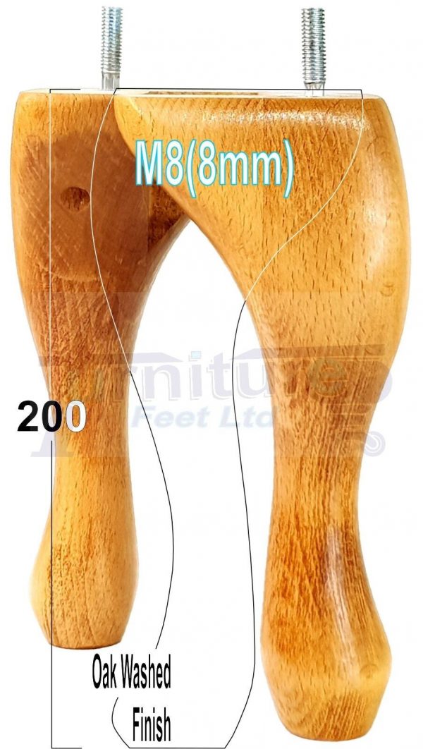 4 Queen Anne Wood Chair Legs 200mm High Replacement Furniture Feet Sofas M8(8mm) - Image 17