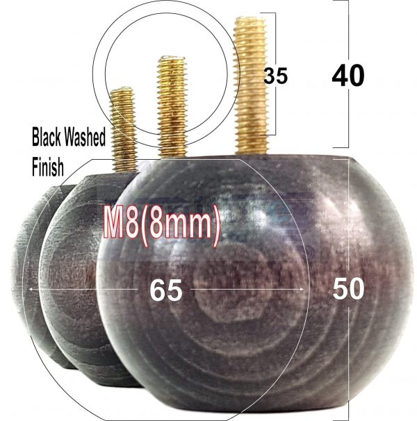 4 Replacement Turned Wood Furniture Sofa Leg M8 Chair Settee Bun Feet 50mm High - Image 13