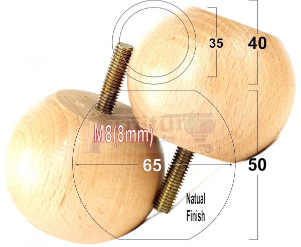 4 Replacement Turned Wood Furniture Sofa Leg M8 Chair Settee Bun Feet 50mm High - Image 20
