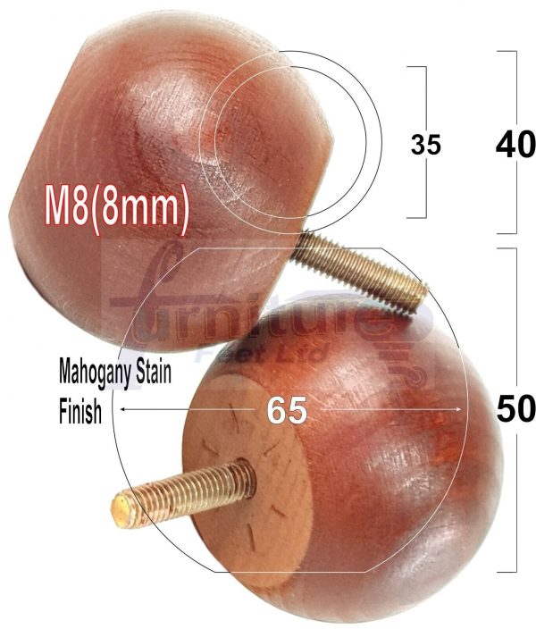 4 Replacement Turned Wood Furniture Sofa Leg M8 Chair Settee Bun Feet 50mm High - Image 31