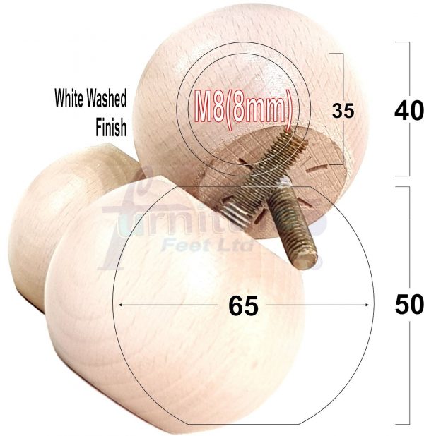 4 Replacement Turned Wood Furniture Sofa Leg M8 Chair Settee Bun Feet 50mm High - Image 34