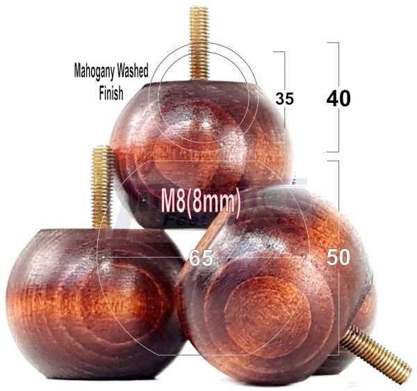 4 Replacement Turned Wood Furniture Sofa Leg M8 Chair Settee Bun Feet 50mm High - Image 32