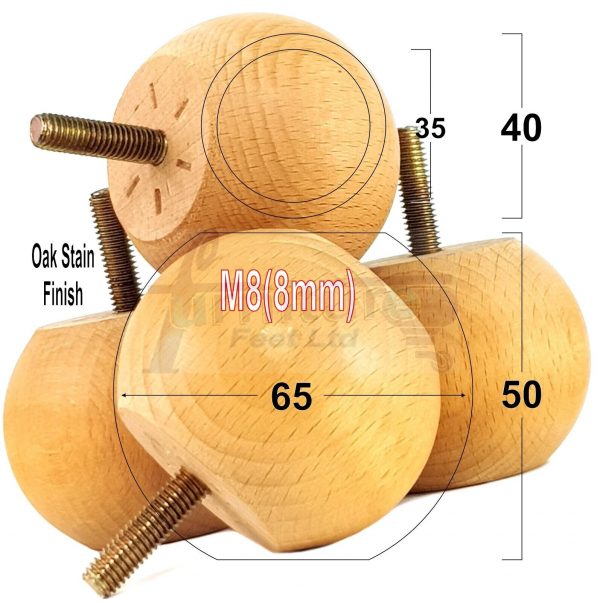 4 Replacement Turned Wood Furniture Sofa Leg M8 Chair Settee Bun Feet 50mm High - Image 33