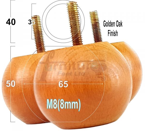 4 Replacement Turned Wood Furniture Sofa Leg M8 Chair Settee Bun Feet 50mm High - Image 17