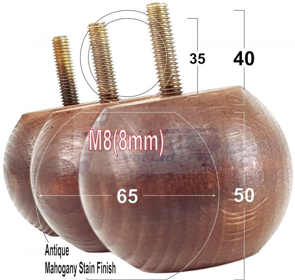 4 Replacement Turned Wood Furniture Sofa Leg M8 Chair Settee Bun Feet 50mm High - Image 36
