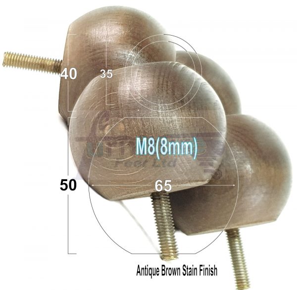 4 Replacement Turned Wood Furniture Sofa Leg M8 Chair Settee Bun Feet 50mm High - Image 11