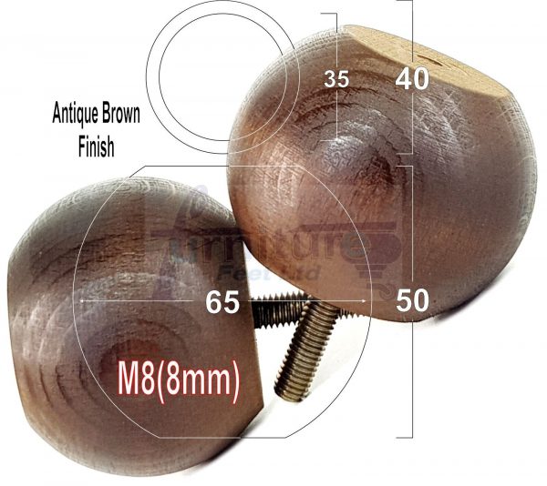 4 Replacement Turned Wood Furniture Sofa Leg M8 Chair Settee Bun Feet 50mm High - Image 10