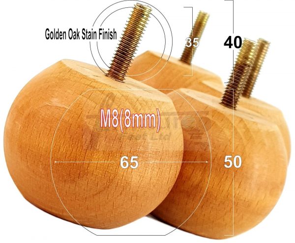 4 Replacement Turned Wood Furniture Sofa Leg M8 Chair Settee Bun Feet 50mm High - Image 30