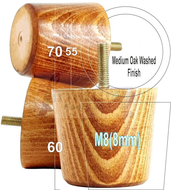 4 Replacement Turned Wooden Furniture Sofa Leg M8 Chair Settee Bun Feet 60mm High - Image 19