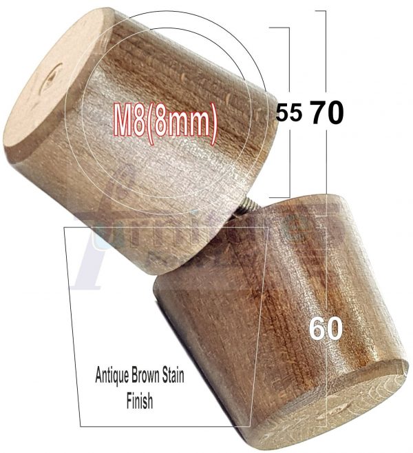 4 Replacement Turned Wooden Furniture Sofa Leg M8 Chair Settee Bun Feet 60mm High - Image 11