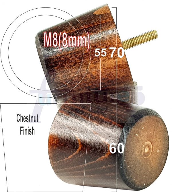 4 Replacement Turned Wooden Furniture Sofa Leg M8 Chair Settee Bun Feet 60mm High - Image 39