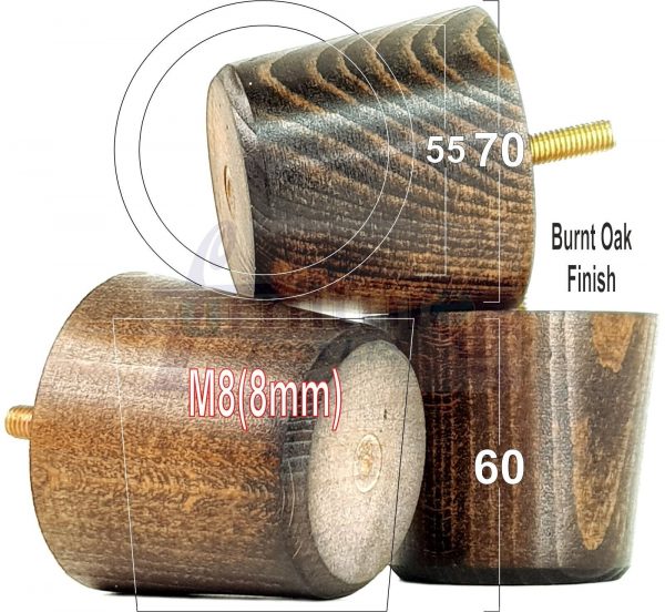4 Replacement Turned Wooden Furniture Sofa Leg M8 Chair Settee Bun Feet 60mm High - Image 38