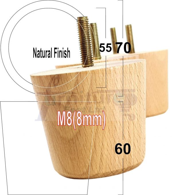 4 Replacement Turned Wooden Furniture Sofa Leg M8 Chair Settee Bun Feet 60mm High - Image 20