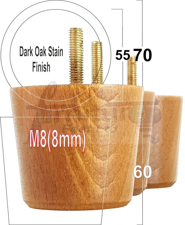 4 Replacement Turned Wooden Furniture Sofa Leg M8 Chair Settee Bun Feet 60mm High - Image 23