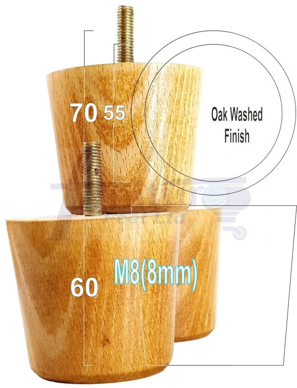 4 Replacement Turned Wooden Furniture Sofa Leg M8 Chair Settee Bun Feet 60mm High - Image 22