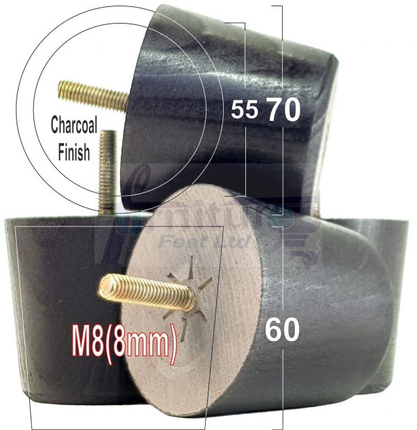 4 Replacement Turned Wooden Furniture Sofa Leg M8 Chair Settee Bun Feet 60mm High - Image 37