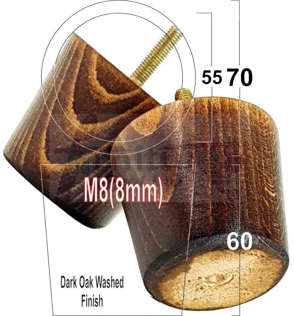 4 Replacement Turned Wooden Furniture Sofa Leg M8 Chair Settee Bun Feet 60mm High - Image 15