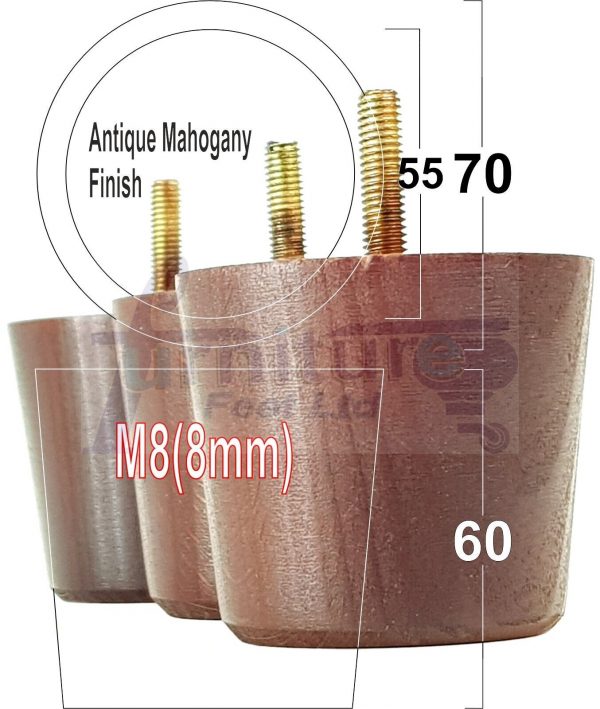 4 Replacement Turned Wooden Furniture Sofa Leg M8 Chair Settee Bun Feet 60mm High - Image 35
