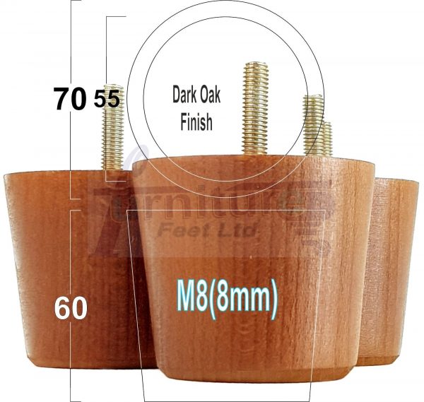4 Replacement Turned Wooden Furniture Sofa Leg M8 Chair Settee Bun Feet 60mm High - Image 14