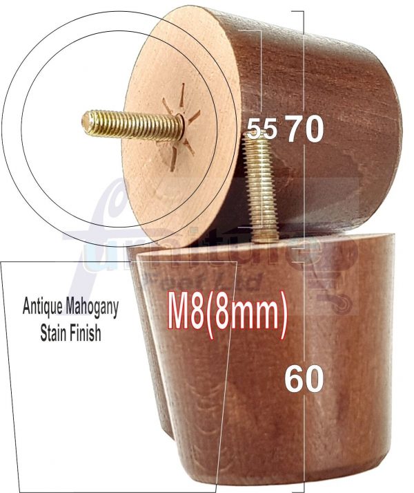 4 Replacement Turned Wooden Furniture Sofa Leg M8 Chair Settee Bun Feet 60mm High - Image 36
