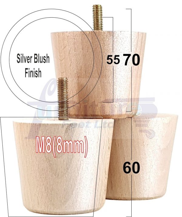 4 Replacement Turned Wooden Furniture Sofa Leg M8 Chair Settee Bun Feet 60mm High - Image 28