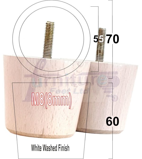 4 Replacement Turned Wooden Furniture Sofa Leg M8 Chair Settee Bun Feet 60mm High - Image 34