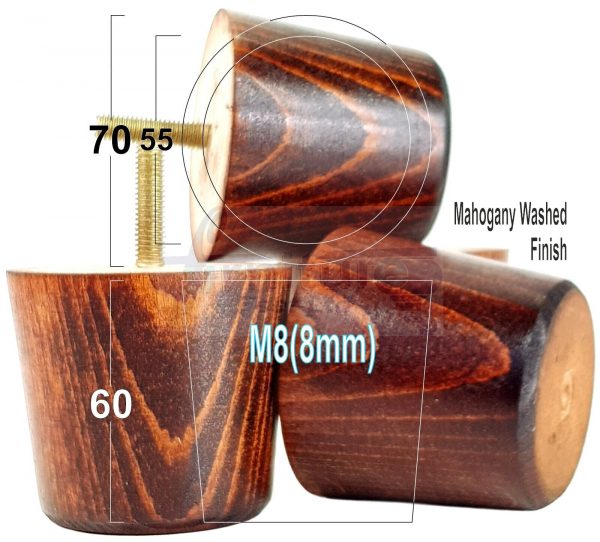 4 Replacement Turned Wooden Furniture Sofa Leg M8 Chair Settee Bun Feet 60mm High - Image 32