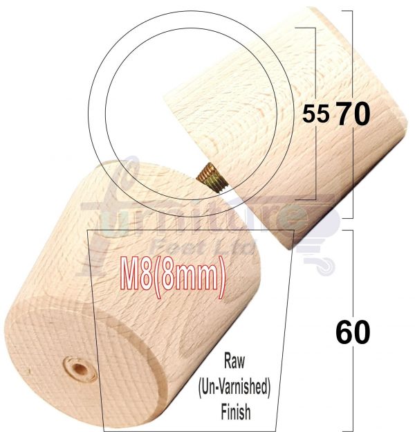 4 Replacement Turned Wooden Furniture Sofa Leg M8 Chair Settee Bun Feet 60mm High - Image 25