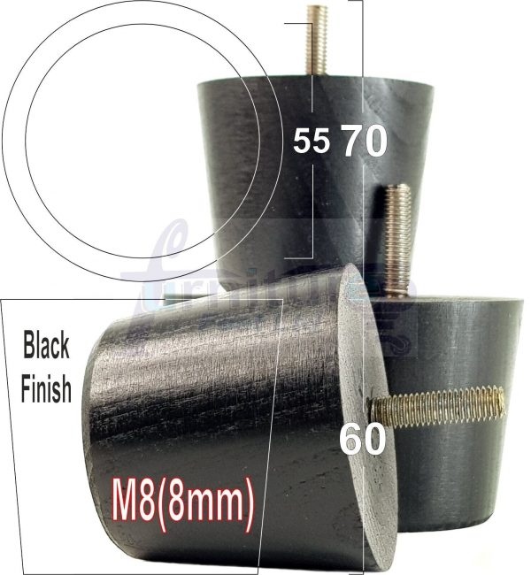 4 Replacement Turned Wooden Furniture Sofa Leg M8 Chair Settee Bun Feet 60mm High - Image 12