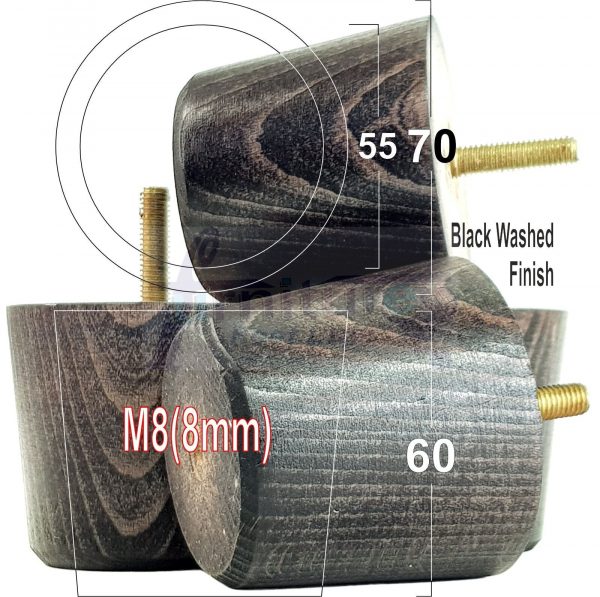 4 Replacement Turned Wooden Furniture Sofa Leg M8 Chair Settee Bun Feet 60mm High - Image 13