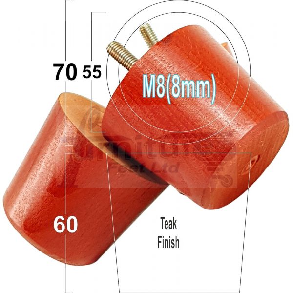 4 Replacement Turned Wooden Furniture Sofa Leg M8 Chair Settee Bun Feet 60mm High - Image 26