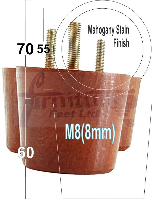 4 Replacement Turned Wooden Furniture Sofa Leg M8 Chair Settee Bun Feet 60mm High - Image 31