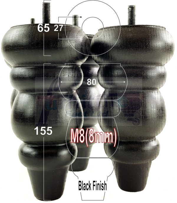 4 Replacement Turned Wooden Furniture Sofa Legs M8 Chair Settee Feet 155mm High - Image 10