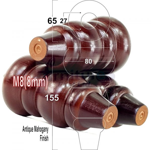 4 Replacement Turned Wooden Furniture Sofa Legs M8 Chair Settee Feet 155mm High - Image 31