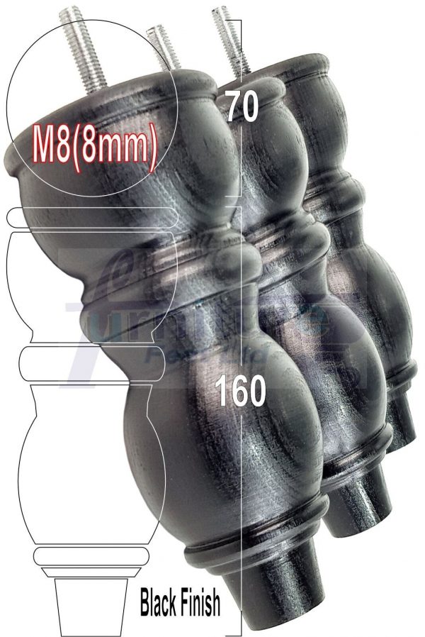 4 Replacement Solid Wood Furniture Sofa Legs Chair, Settee Feet 160mm High M8 - Image 12