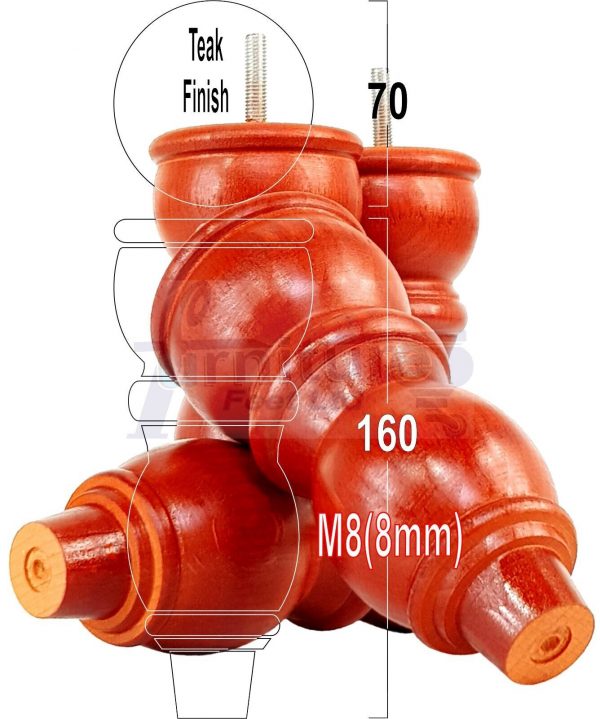 4 Replacement Solid Wood Furniture Sofa Legs Chair, Settee Feet 160mm High M8 - Image 31
