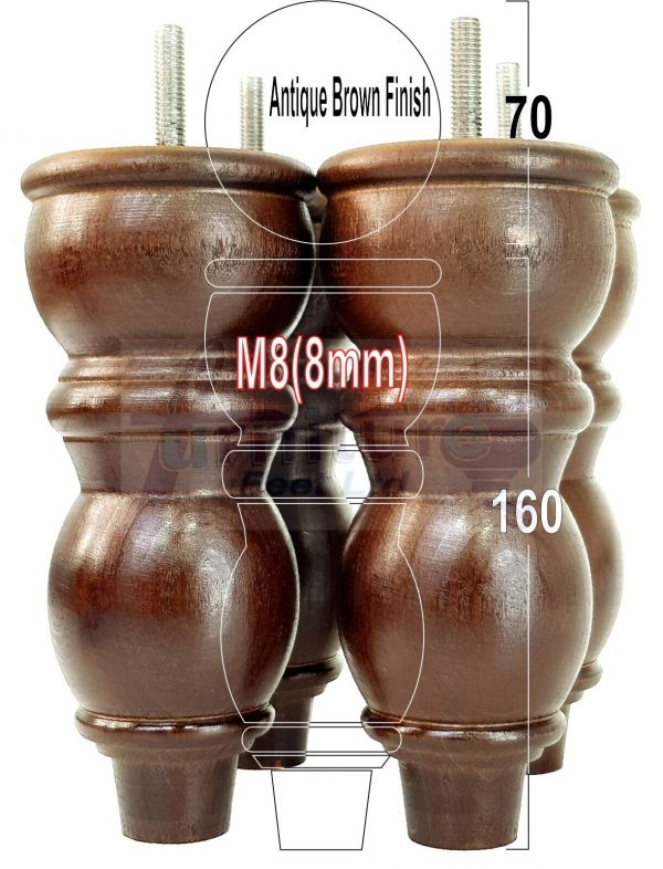 4 Replacement Solid Wood Furniture Sofa Legs Chair, Settee Feet 160mm High M8 - Image 10