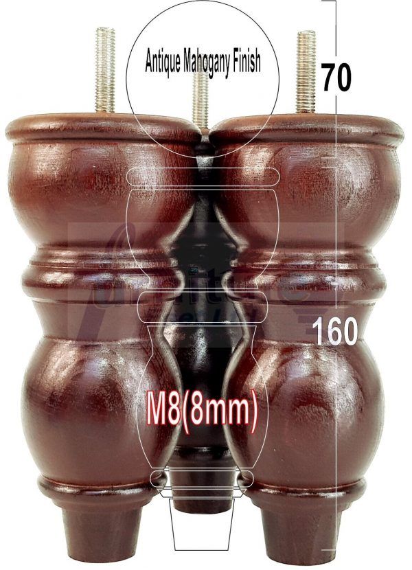 4 Replacement Solid Wood Furniture Sofa Legs Chair, Settee Feet 160mm High M8 - Image 34