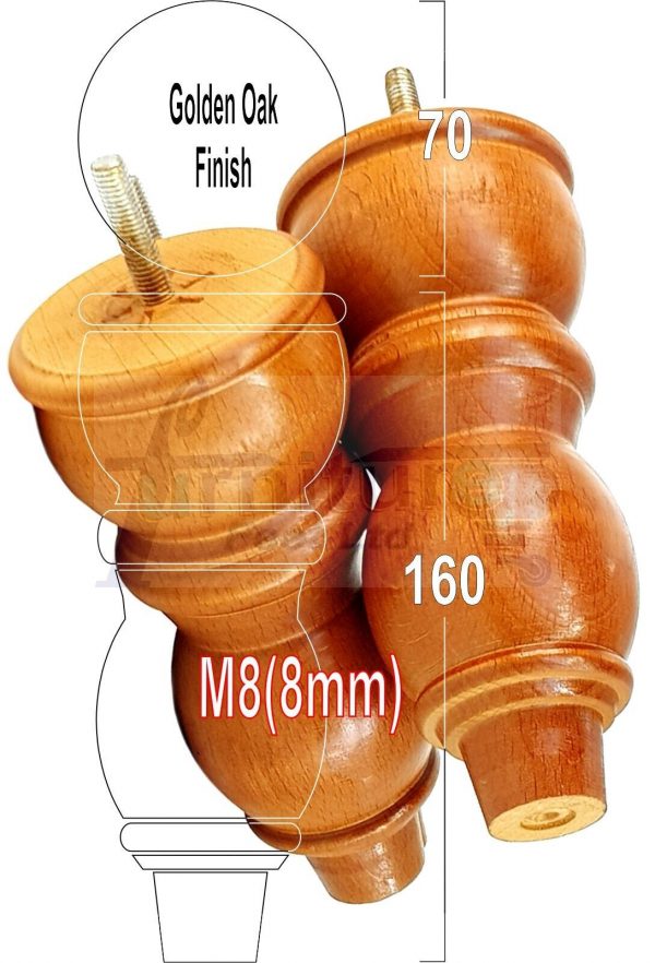 4 Replacement Solid Wood Furniture Sofa Legs Chair, Settee Feet 160mm High M8 - Image 18