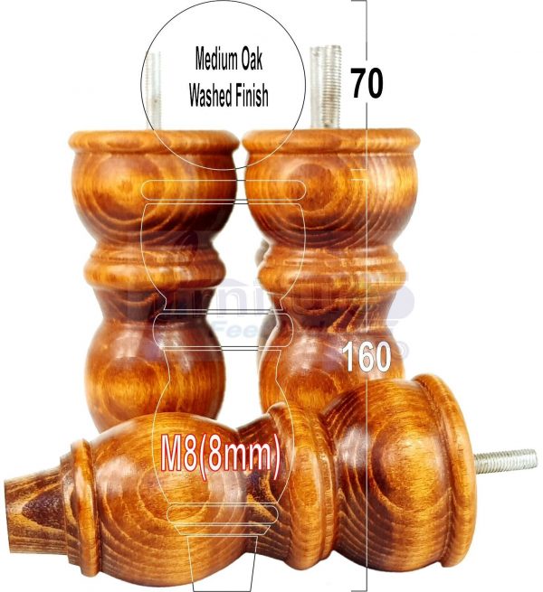 4 Replacement Solid Wood Furniture Sofa Legs Chair, Settee Feet 160mm High M8 - Image 23