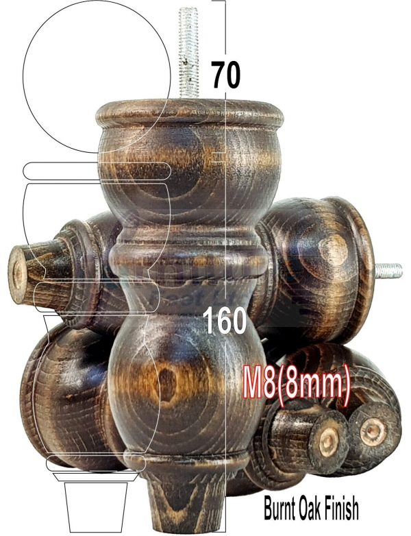 4 Replacement Solid Wood Furniture Sofa Legs Chair, Settee Feet 160mm High M8 - Image 38