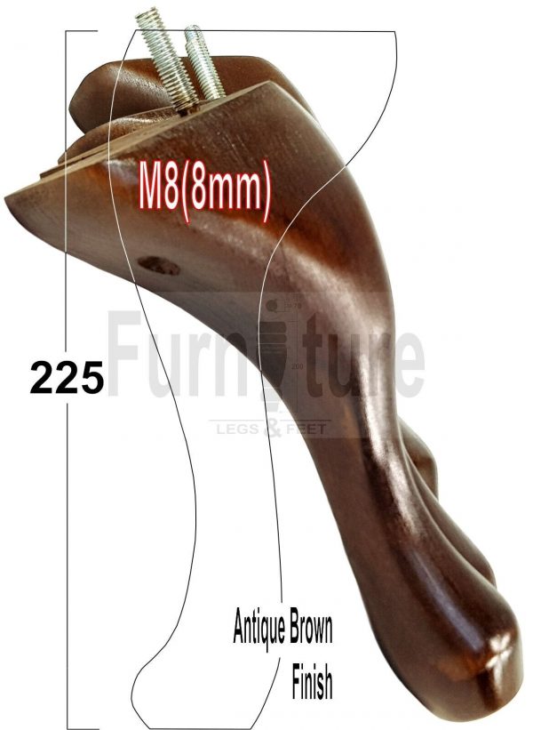 4 Replacement Traditional Queen Anne Furniture Legs 225mm High Sofa Chair Bed M8 - Image 13