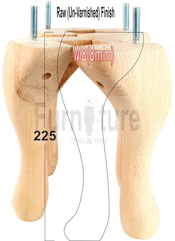 4 Replacement Traditional Queen Anne Furniture Legs 225mm High Sofa Chair Bed M8 - Image 23