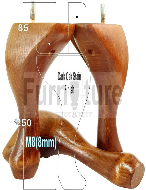 4 Replacement Traditional Queen Anne Furniture Legs 250mm High Sofa Chair Beds - Image 31