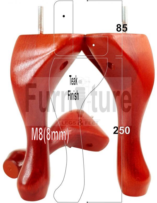 4 Replacement Traditional Queen Anne Furniture Legs 250mm High Sofa Chair Beds - Image 34