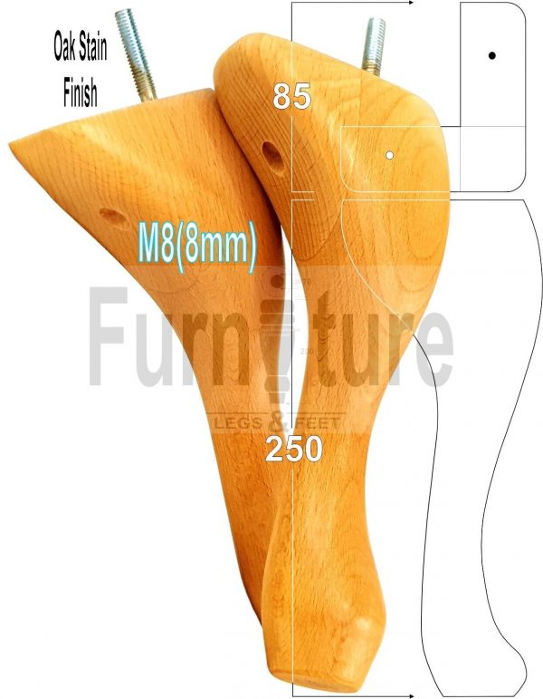 4 Replacement Traditional Queen Anne Furniture Legs 250mm High Sofa Chair Beds - Image 41